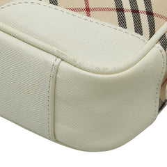 バーバリー ノバチェック 斜め掛け ショルダーバッグ ベージュ マルチカラー キャンバス レザー レディース BURBERRY 【中古】