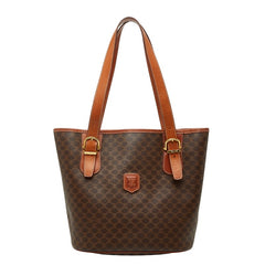 セリーヌ マカダム ハンドバッグ トートバッグ ブラウン PVC レザー レディース CELINE 【中古】
