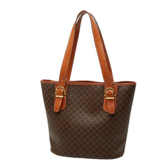 セリーヌ マカダム ハンドバッグ トートバッグ ブラウン PVC レザー レディース CELINE 【中古】