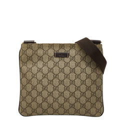 グッチ GGスプリーム 斜め掛け ショルダーバッグ 201538 ベージュ ブラウン PVC レザー レディース GUCCI 【中古】