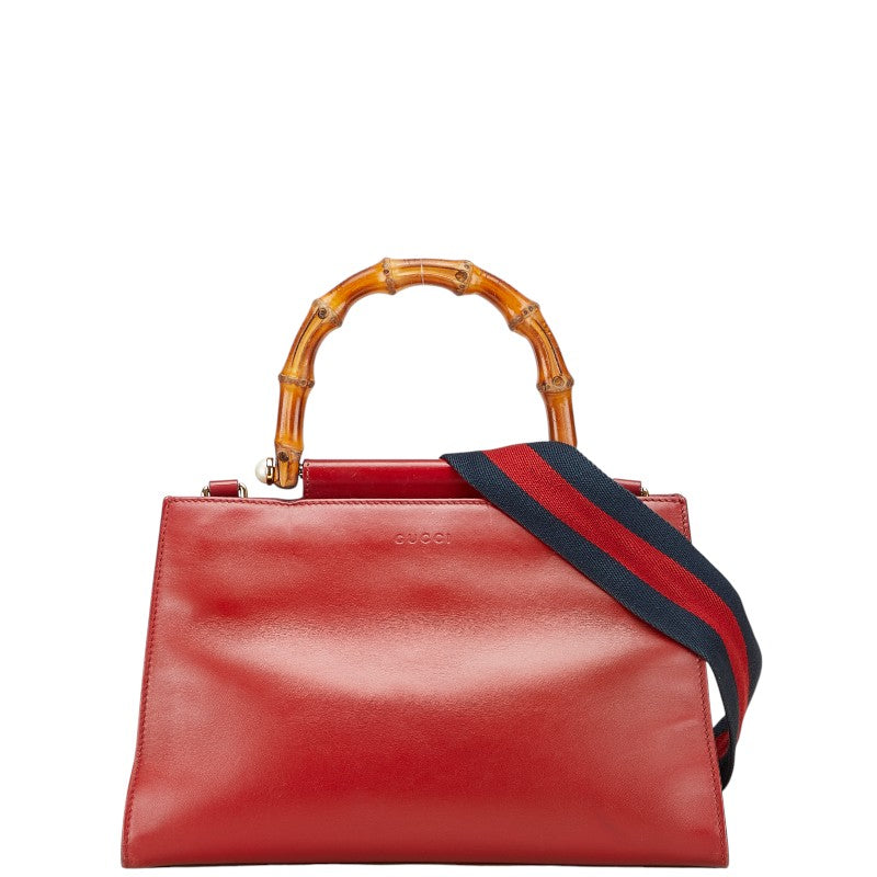グッチ バンブー ニムフェア ハンドバッグ ショルダーバッグ 2WAY 459076 レッド レザー レディース GUCCI 【中古】