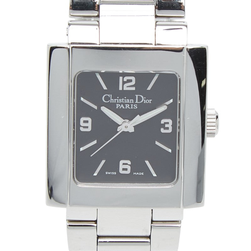 ディオール リヴァ 腕時計 D98-100 クオーツ ブラック文字盤 ステンレススチール レディース Dior 【中古】