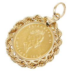 K24IG インゴット K18YG イエローゴールド メイプルリーフ 5ドル金貨 1/10oz カナダ エリザベスⅡ世 ペンダントトップ ネックレス レディース 【中古】