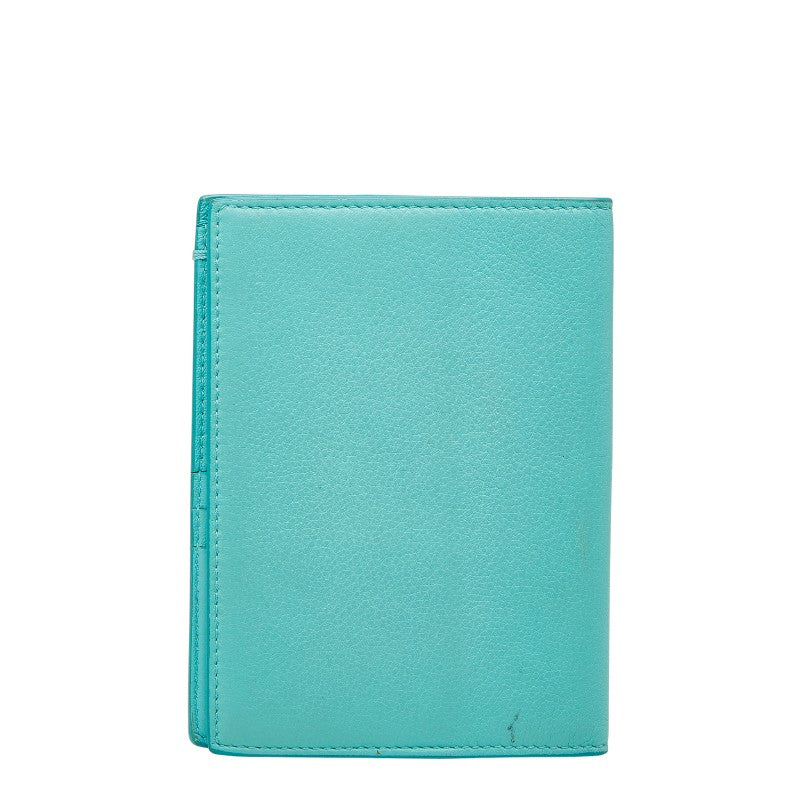 ティファニー バイカラー パスポートケース ティファニーブルー ホワイト レザー レディース TIFFANY&Co. 【中古】