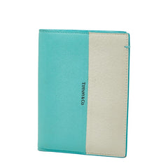 ティファニー バイカラー パスポートケース ティファニーブルー ホワイト レザー レディース TIFFANY&Co. 【中古】