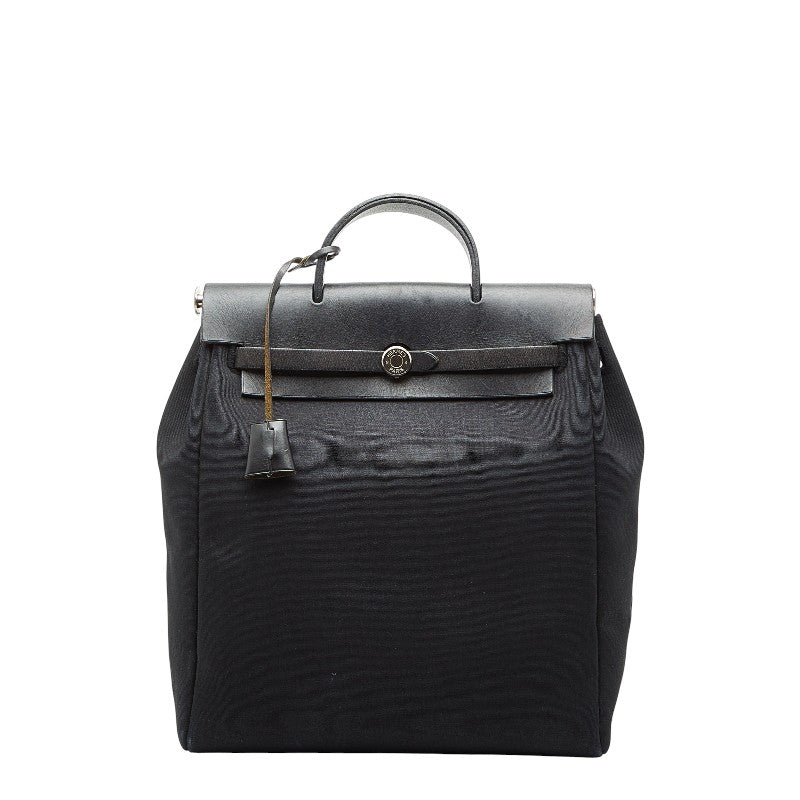 エルメス エールバッグ アドPM リュック バックパック ブラック トワルオフィシエ レザー レディース HERMES 【中古】