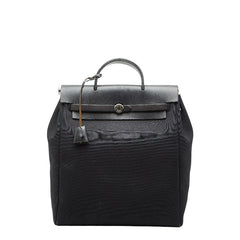 エルメス エールバッグ アドPM リュック バックパック ブラック トワルオフィシエ レザー レディース HERMES 【中古】