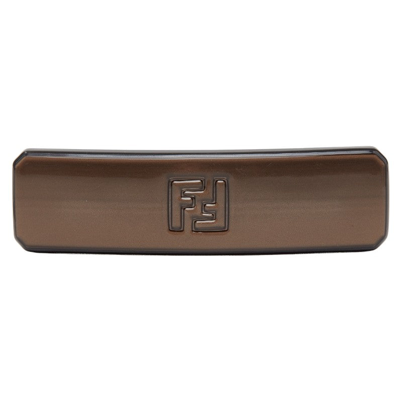 フェンディ FFロゴ バレッタ ヘアアクセサリー ブラウン シルバー プラスチック メタル レディース FENDI 【中古】