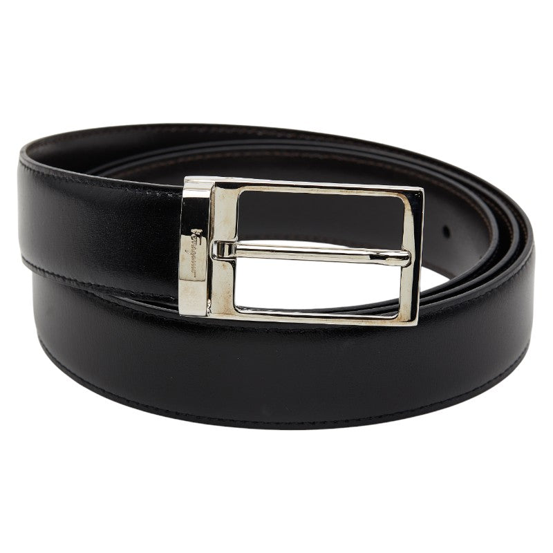 サルヴァトーレフェラガモ リバーシブル ベルト ブラック ブラウン レザー メンズ Salvatore Ferragamo 【中古】