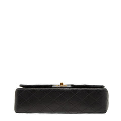 シャネル ココマーク マトラッセ25 ダブルフラップ チェーンショルダーバッグ ブラック ラムスキン レディース CHANEL 【中古】