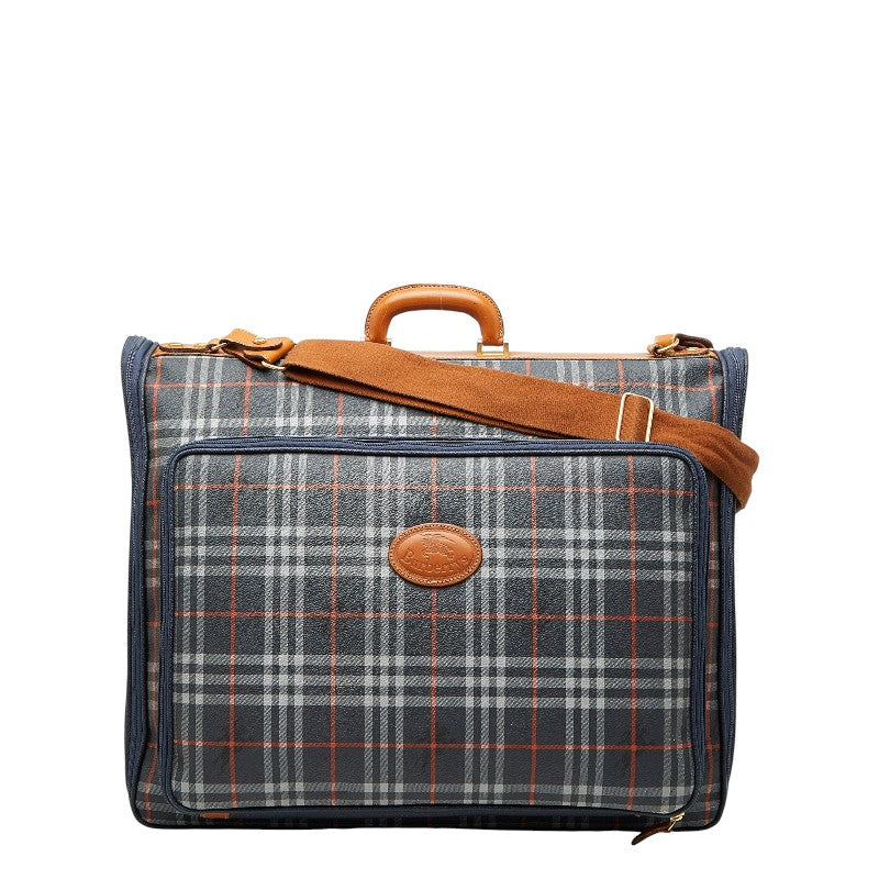バーバリー ノバチェック シャドーホース ガーメントバッグ ネイビー マルチカラー PVC レザー レディース BURBERRY 【中古】