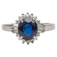 Pt900 プラチナ サファイア2.54ct ダイヤ0.34ct リング 指輪 レディース 15.5号 【中古】