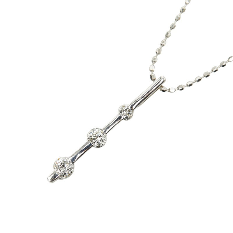 K18WG ホワイトゴールド ダイヤ0.20ct ペンダントネックレス レディース 【中古】