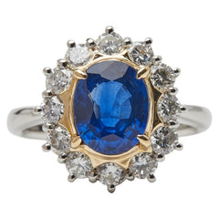 Pt900 プラチナ K18YG イエローゴールド サファイア2.14ct ダイヤ1.01ct リング 指輪 レディース 11.5号 【中古】