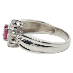 Pt900 プラチナ ルビー0.45ct ダイヤ0.26ct フラワーモチーフ リング 指輪 レディース 10号 【中古】
