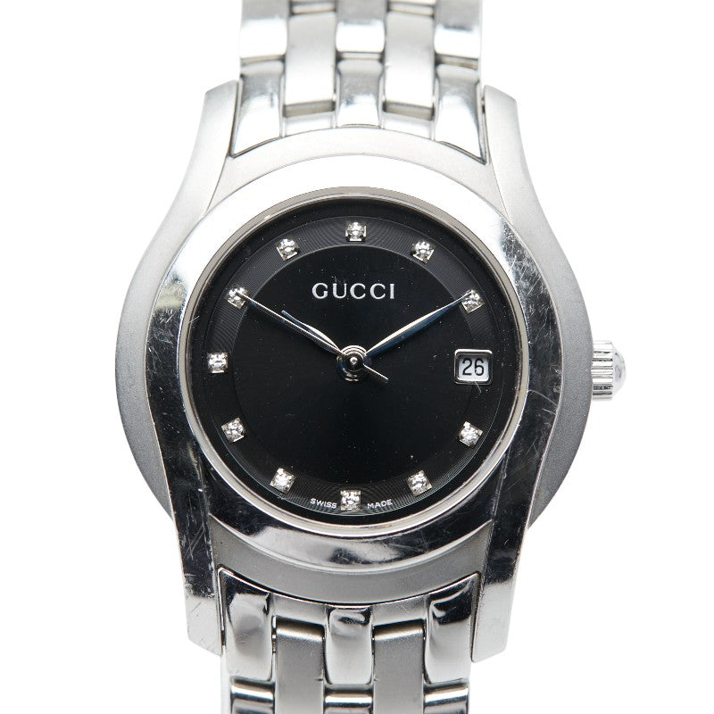 グッチ 11Pダイヤ 腕時計 5500L クオーツ シルバー文字盤 ステンレススチール レディース GUCCI 【中古】
