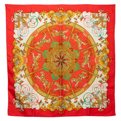 エルメス カレ90 LUNA PARK 遊園地 スカーフ レッド マルチカラー シルク レディース HERMES 【中古】