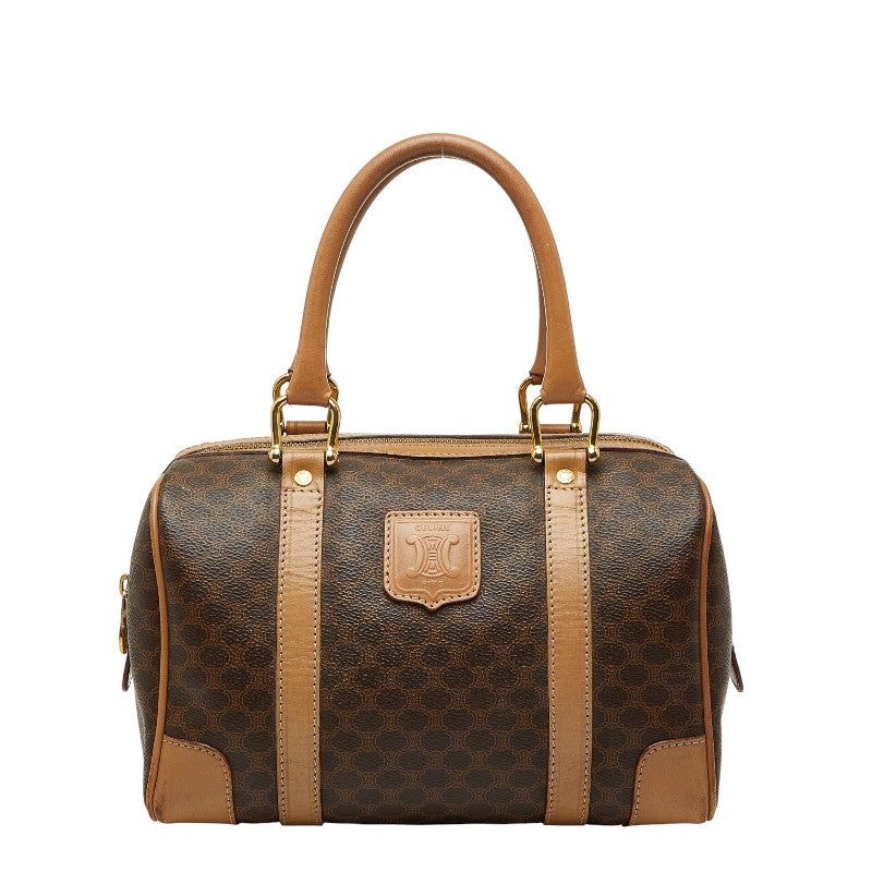 セリーヌ マカダム ボストンバッグ ブラウン PVC レザー レディース CELINE 【中古】
