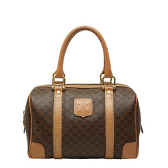セリーヌ マカダム ボストンバッグ ブラウン PVC レザー レディース CELINE 【中古】
