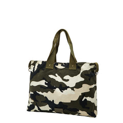 ヴァレンティノ カモフラージュ 迷彩 ロックスタッズ トートバッグ カーキ ベージュ キャンバス レザー レディース VALENTINO 【中古】