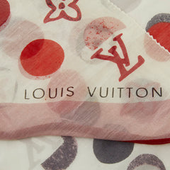 ルイ ヴィトン モノグラム ドット スカーフ ホワイト マルチカラー コットン シルク レディース LOUIS VUITTON 【中古】