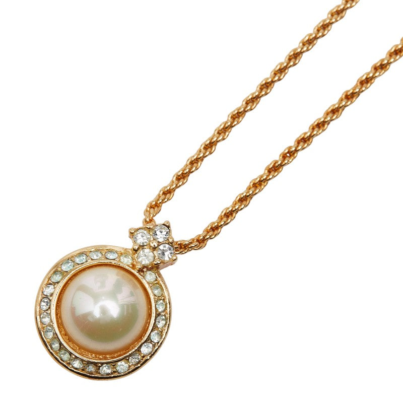 ディオール パール ラインストーン ネックレス ゴールド メッキ レディース Dior 【中古】