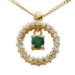 K18YG イエローゴールド グロッシュラライトガーネット0.12ct ダイヤ0.12ct ネックレス レディース 【中古】