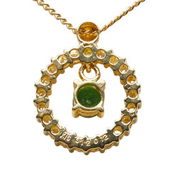 K18YG イエローゴールド グロッシュラライトガーネット0.12ct ダイヤ0.12ct ネックレス レディース 【中古】