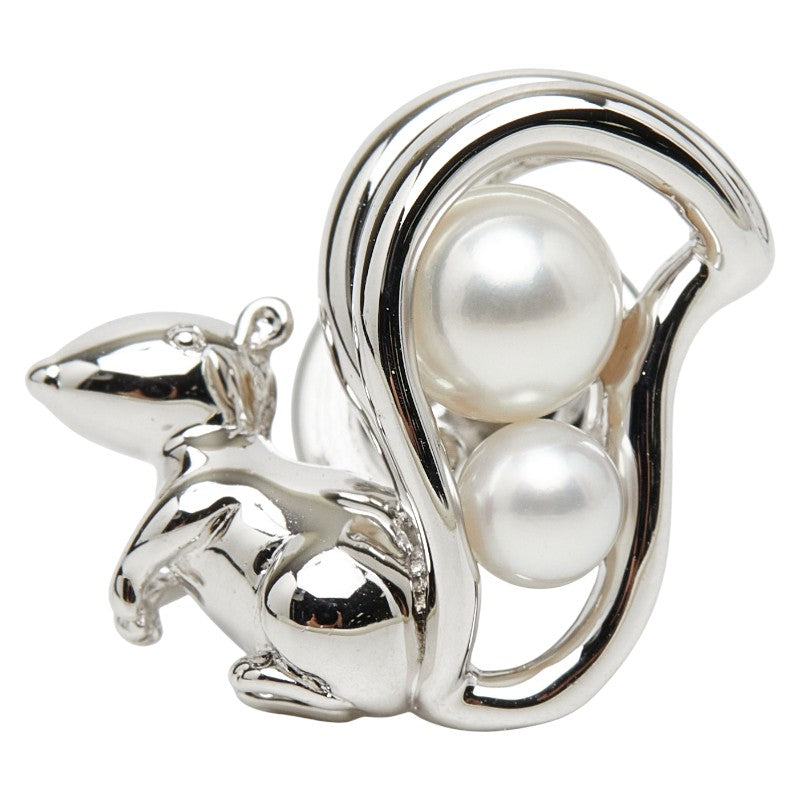 ミキモト SV925 シルバー 淡水パール3.9～5.7mm リスモチーフ ピンバッジ ブローチ レディース MIKIMOTO 【中古】