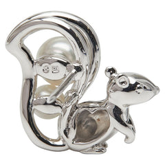 ミキモト SV925 シルバー 淡水パール3.9～5.7mm リスモチーフ ピンバッジ ブローチ レディース MIKIMOTO 【中古】