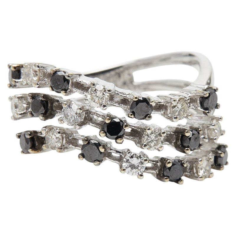 K18WG ホワイトゴールド ブラックダイヤ0.54ct ダイヤ0.48ct リング 指輪 レディース 11.5号 【中古】