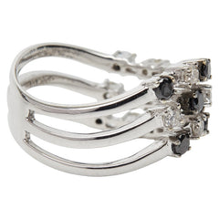 K18WG ホワイトゴールド ブラックダイヤ0.54ct ダイヤ0.48ct リング 指輪 レディース 11.5号 【中古】
