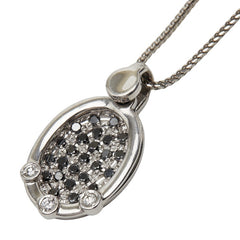 K18WG ホワイトゴールド ブラックダイヤ0.57ct ダイヤ0.10ct ネックレス レディース 【中古】