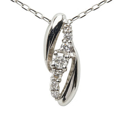 Pt900 プラチナ Pt850 プラチナ ダイヤ0.08ct ダイヤ0.07ct ペンダントトップ ネックレス レディース 【中古】