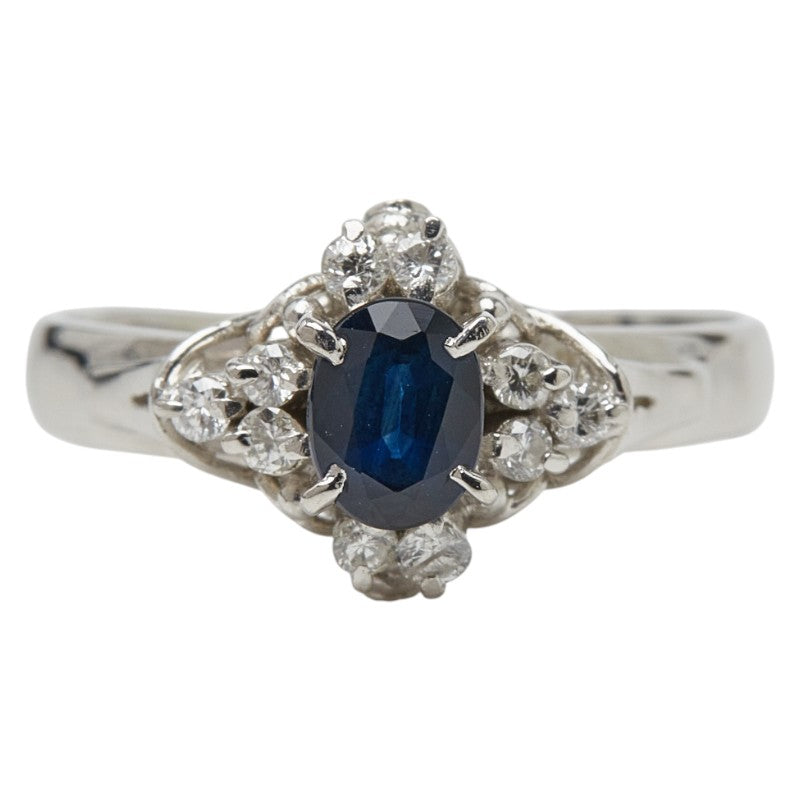 Pt900 プラチナ サファイア0.54ct ダイヤ0.17ct リング 指輪 レディース 9.5号 【中古】