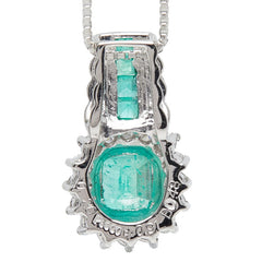 Pt900 プラチナ Pt850 プラチナ エメラルド0.91ct ダイヤ0.48ct エメラルド0.20ct ペンダント ネックレス レディース 【中古】