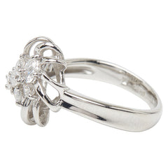 Pt900 プラチナ ダイヤ0.50ct フラワーモチーフ リング 指輪 レディース 8号 【中古】