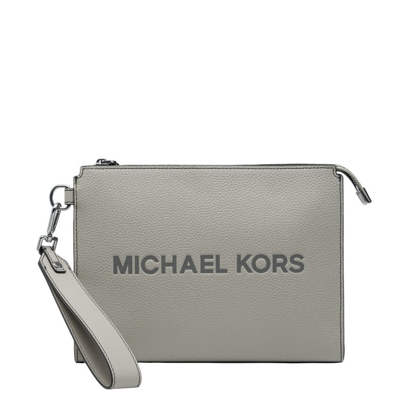 マイケルコース ロゴ クラッチバッグ セカンドバッグ グレー レザー レディース Michael Kors 【中古】