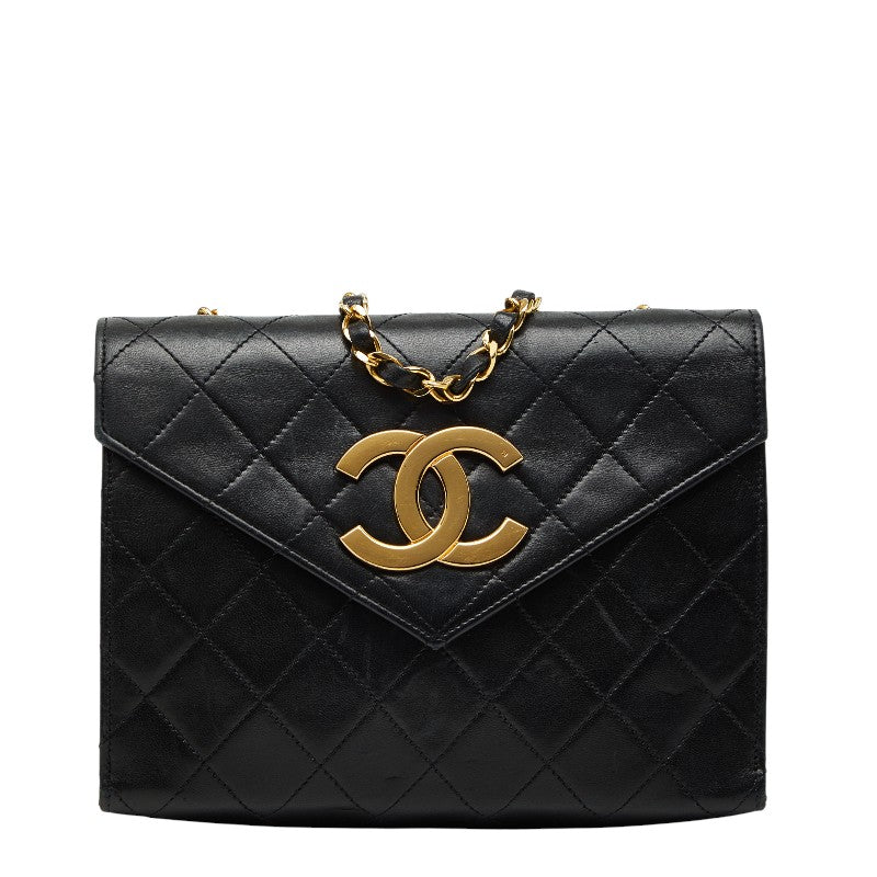 シャネル ココマーク マトラッセ 斜め掛け チェーン ショルダーバッグ ブラック ラムスキン レディース CHANEL 【中古】