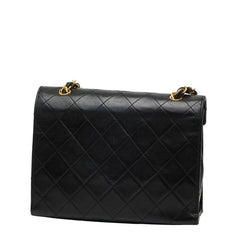 シャネル ココマーク マトラッセ 斜め掛け チェーン ショルダーバッグ ブラック ラムスキン レディース CHANEL 【中古】
