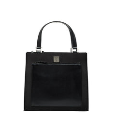 サンローラン YSLロゴ ハンドバッグ トートバッグ ブラック ポリエステル レザー レディース SAINT LAURENT 【中古】