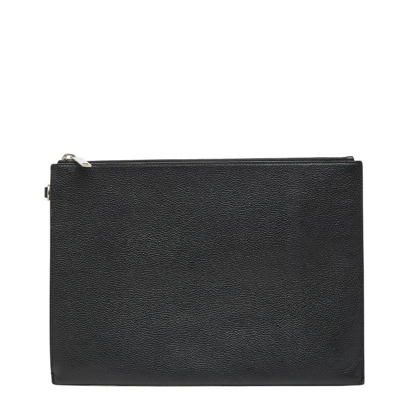 サンローラン YSLロゴ クラッチバッグ ブラック レザー レディース SAINT LAURENT 【中古】