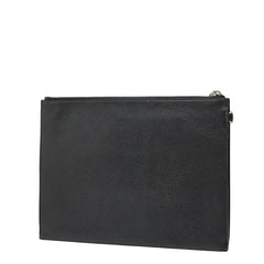 サンローラン YSLロゴ クラッチバッグ ブラック レザー レディース SAINT LAURENT 【中古】