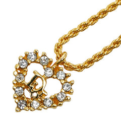 ディオール ロゴ ハートモチーフ ネックレス ゴールド メッキ ラインストーン レディース Dior 【中古】