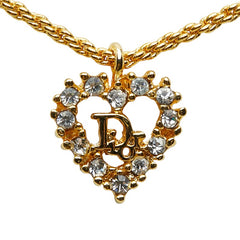 ディオール ロゴ ハートモチーフ ネックレス ゴールド メッキ ラインストーン レディース Dior 【中古】