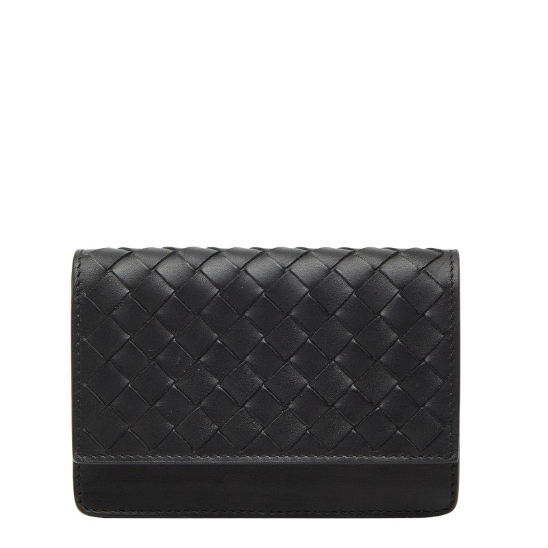 ボッテガヴェネタ イントレチャート カードケース パスケース ブラック レザー メンズ BOTTEGAVENETA 【中古】