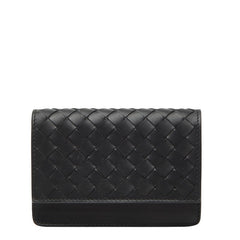 ボッテガヴェネタ イントレチャート カードケース パスケース ブラック レザー メンズ BOTTEGAVENETA 【中古】