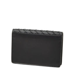 ボッテガヴェネタ イントレチャート カードケース パスケース ブラック レザー メンズ BOTTEGAVENETA 【中古】