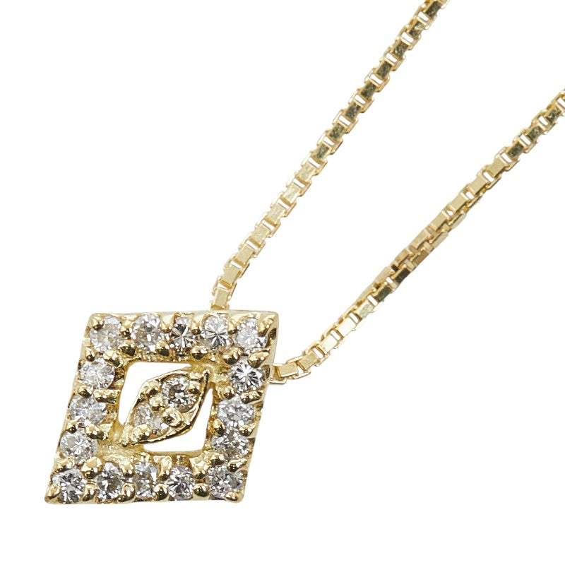 K18YG イエローゴールド ダイヤ0.12ct ダイヤ型モチーフ ペンダント ネックレス レディース 【中古】