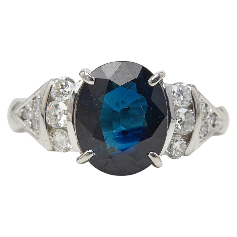 Pt850 プラチナ サファイア3.75ct ダイヤ0.39ct ジュエリーマキ リング 指輪 レディース 11.5号 【中古】